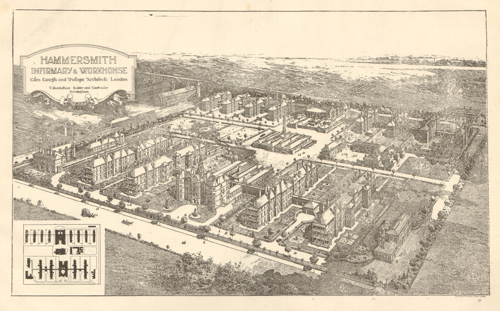Hammersmith Infirmary & Workhouse (now Hospital) du Cane Rd. Gough Trollope 1905